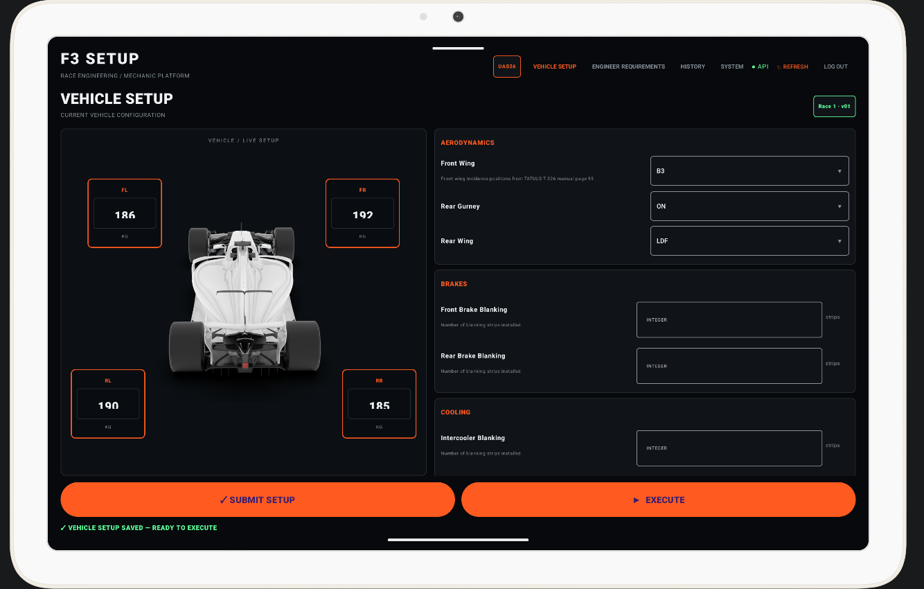 Setup Management mechanic application on tablet